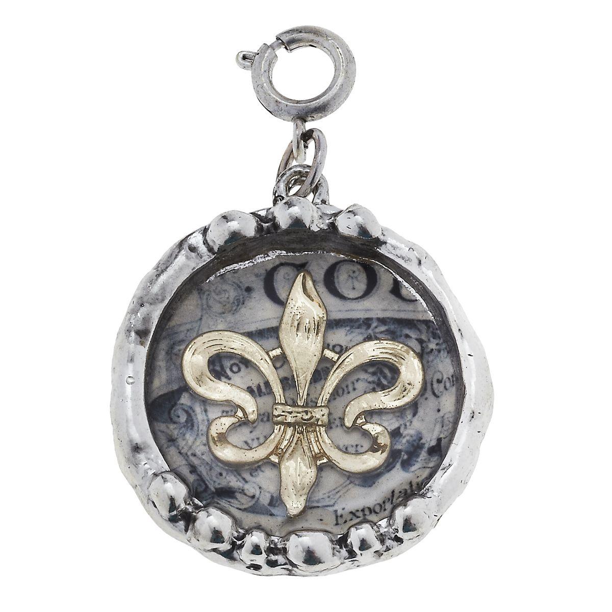 Antique Gold Epoxy Fleur De Lis Charm