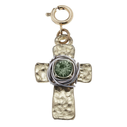 Wire Wrapped Black Diamond Cross Charm