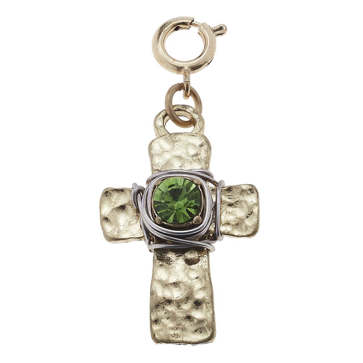 Wire Wrapped Mint Cross Charm