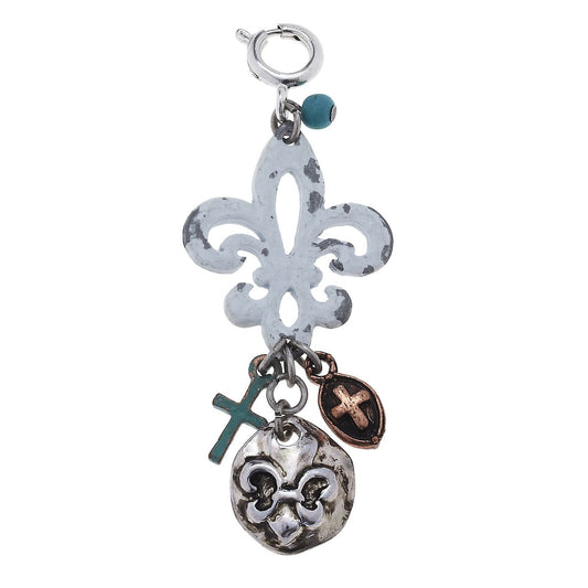 Wire Wrapped Fleur De Lis Linked Charm