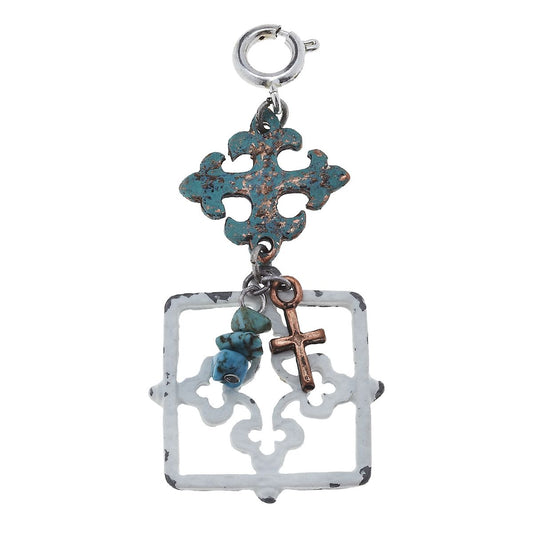 Patina and Wire Wrapped Cross Linked Charm