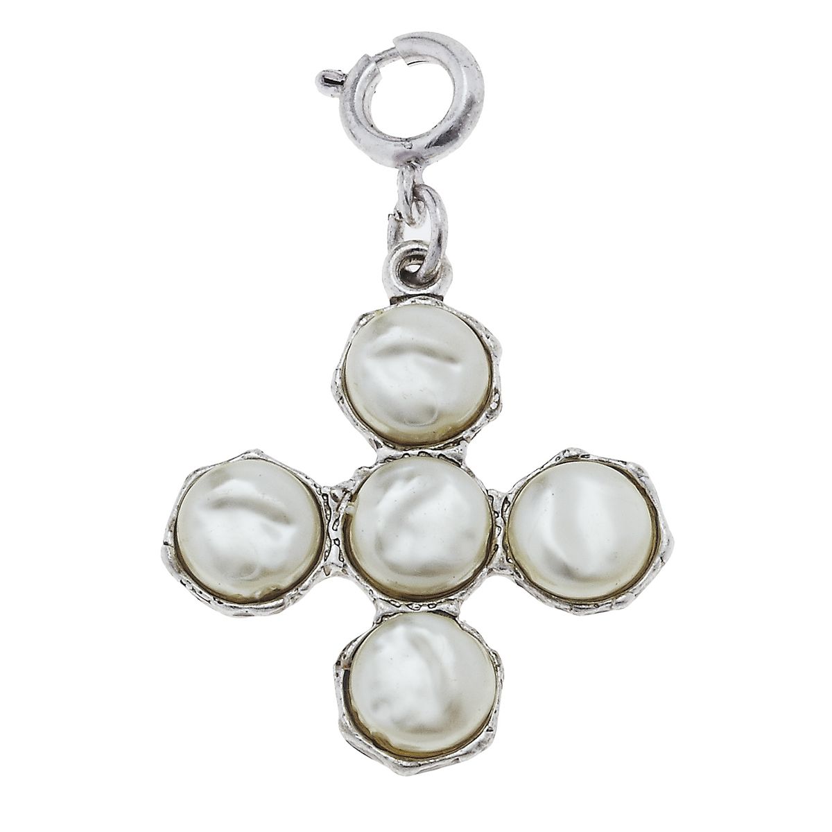 Antique Silver and Ivory Soldered Cross Charm
