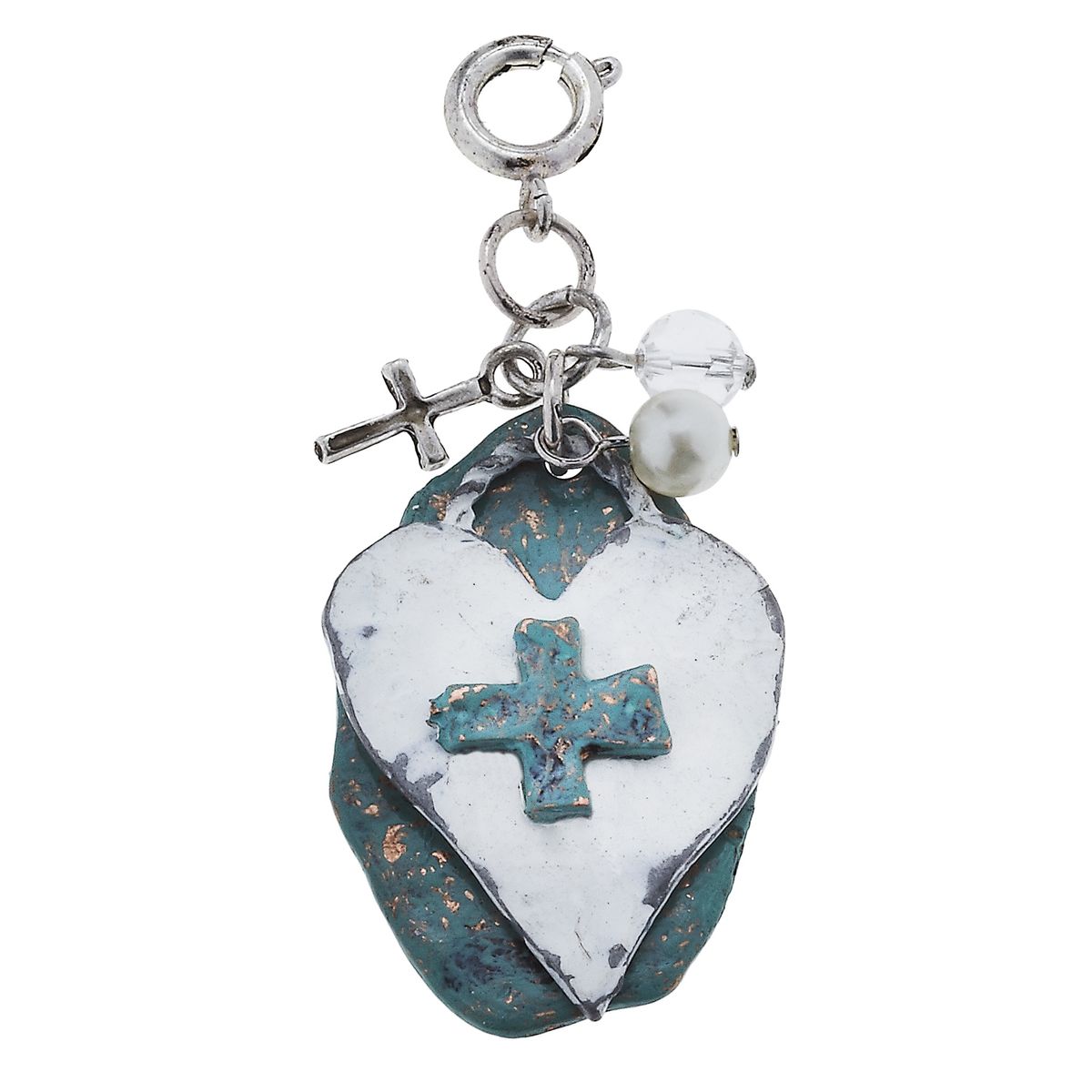 Patina and Wire Wrapped Heart Charm