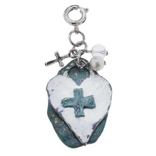 Patina and Wire Wrapped Heart Charm