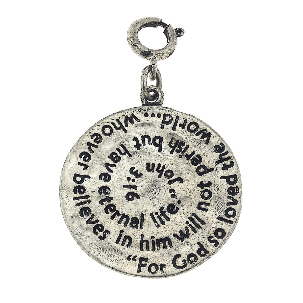 Antique Silver John 3:16 Scripture Swirl Charm