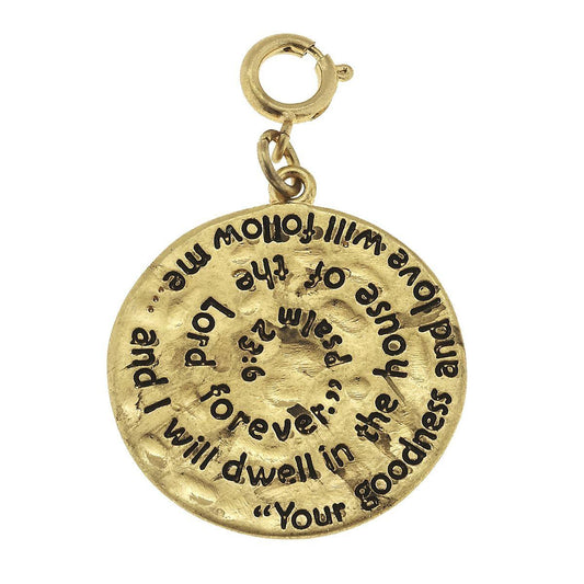 Antique Gold Psalm23:6 Scripture Swirl Charm