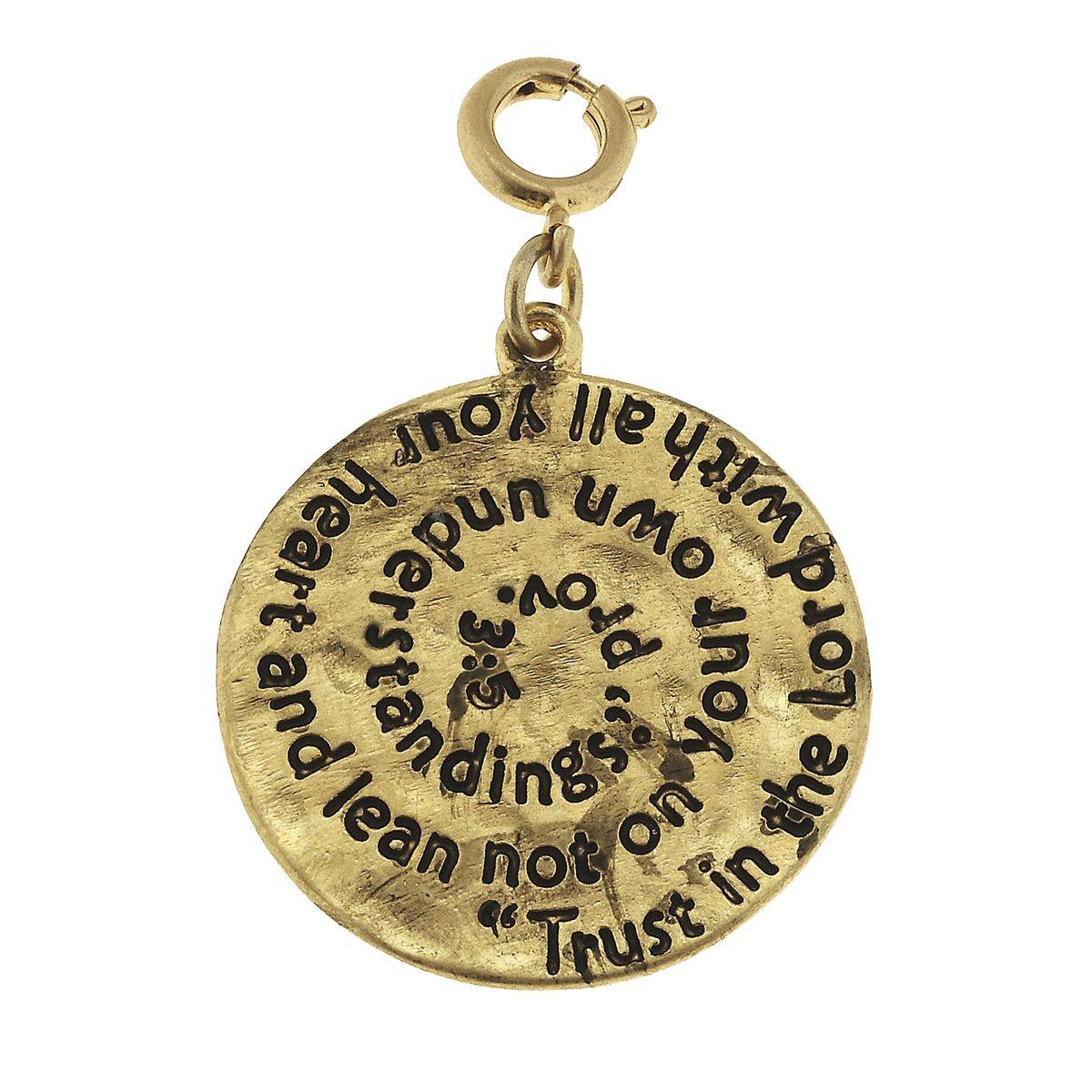 Antique Gold Prov 3:5 Scripture Swirl Charm