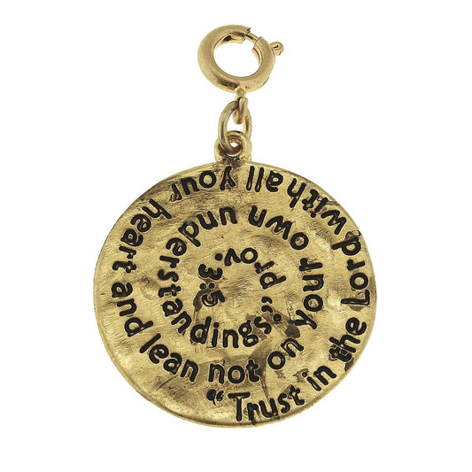Antique Gold Prov 3:5 Scripture Swirl Charm