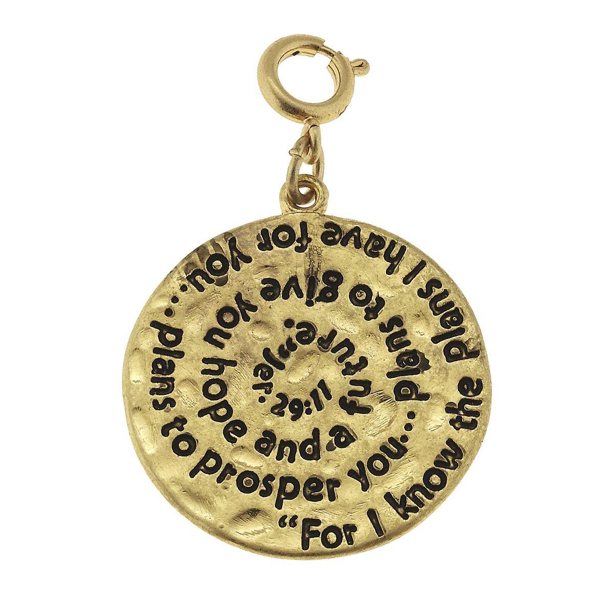 Antique Gold Jer 29:11 Scripture Swirl Charm