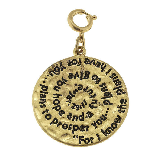 Antique Gold Jer 29:11 Scripture Swirl Charm