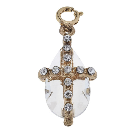Antique Gold Soldered Teardrop Cross Charm