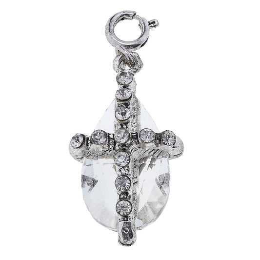 Antique Silver Soldered Teardrop Cross Charm