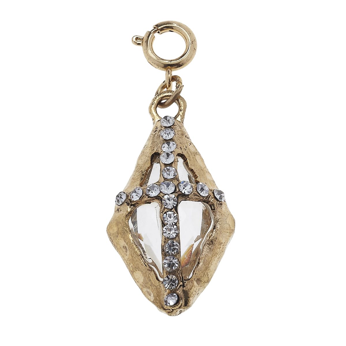 Antique Gold Soldered Diamond Cross Charm
