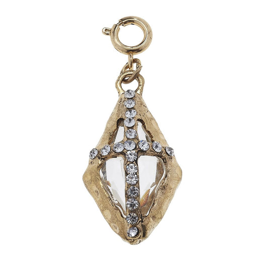 Antique Gold Soldered Diamond Cross Charm