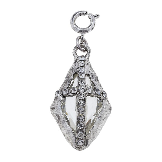 Antique Silver Soldered Diamond Cross Charm