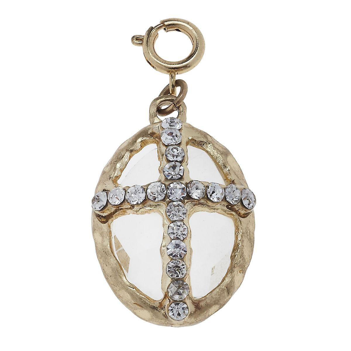 Antique Gold Soldered Oval Cross Charm