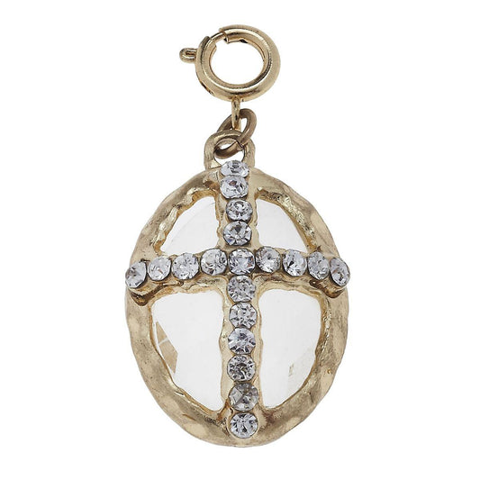 Antique Gold Soldered Oval Cross Charm