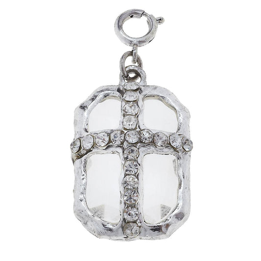 Antique Silver Soldered Rectangle Cross Charm