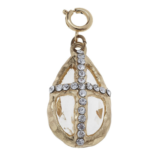 Antique Gold Soldered Teardrop Cross Charm
