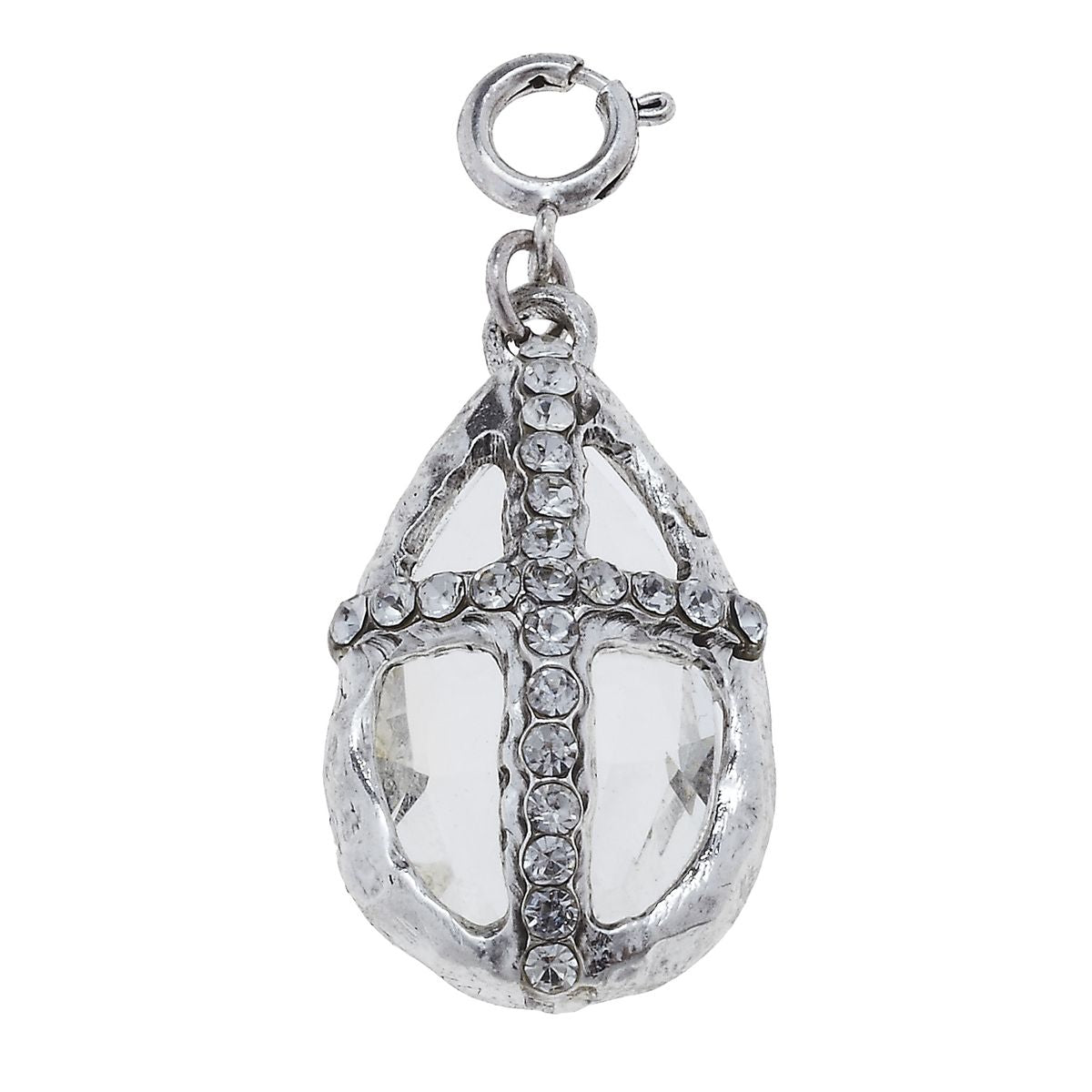 Antique Silver Soldered Teardrop Cross Charm