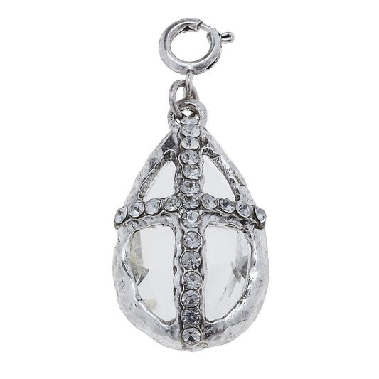 Antique Silver Soldered Teardrop Cross Charm