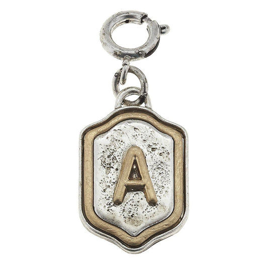 2-Tone Silver/Gold Monogram A Initial Charm