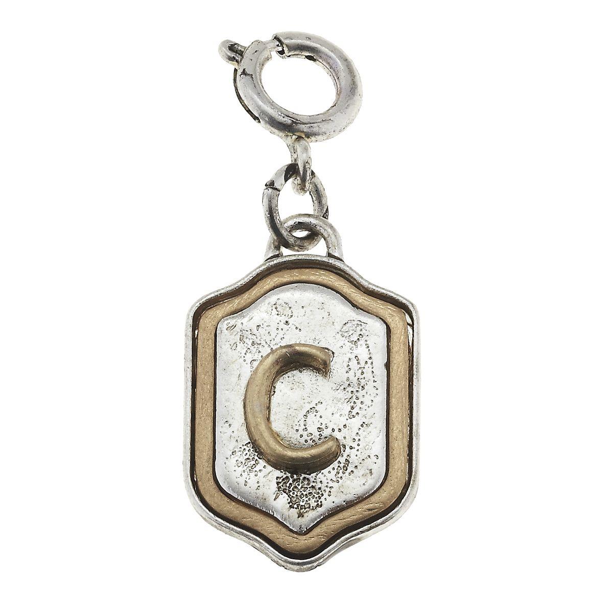 2-Tone Silver/Gold Monogram C Initial Charm