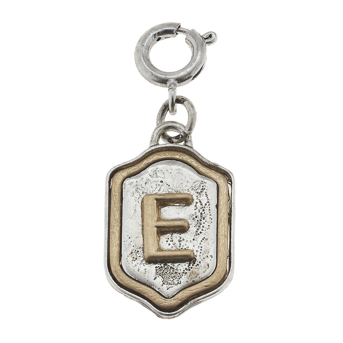 2-Tone Silver/Gold Monogram E Initial Charm