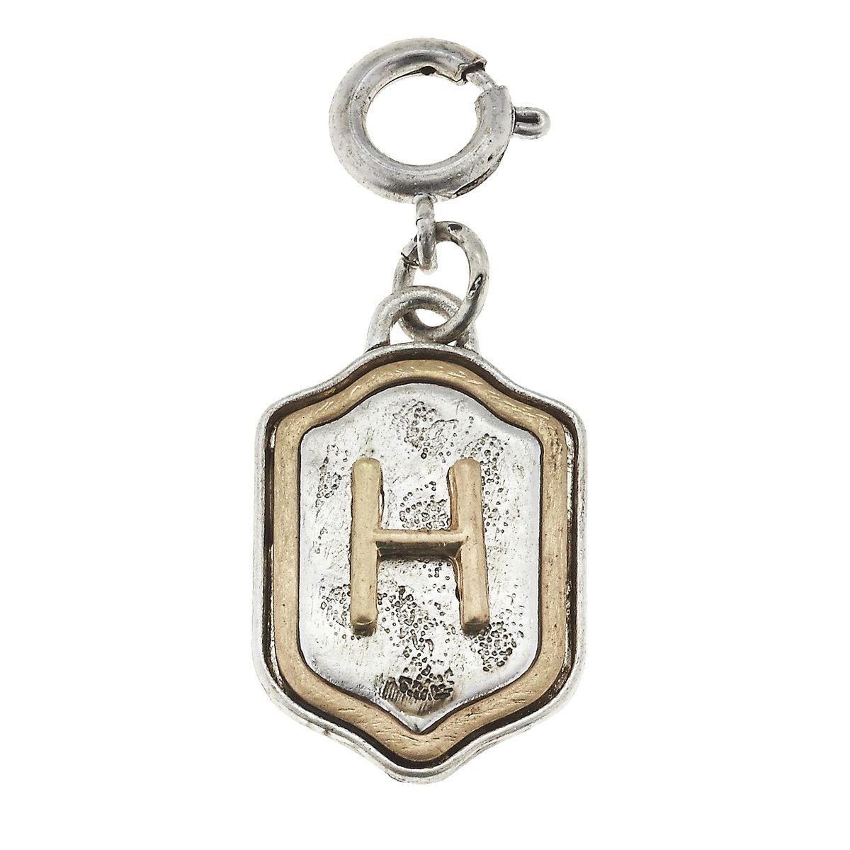 2-Tone Silver/Gold Monogram H Initial Charm