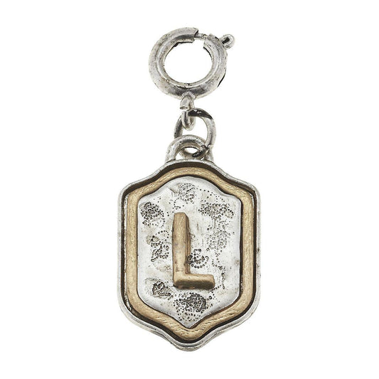 2-Tone Silver/Gold Monogram L Initial Charm