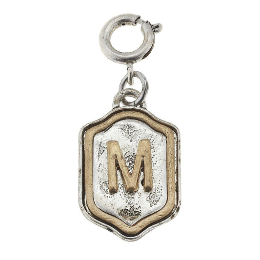 2-Tone Silver/Gold Monogram M Initial Charm