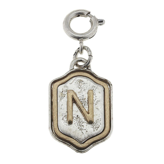 2-Tone Silver/Gold Monogram N Initial Charm
