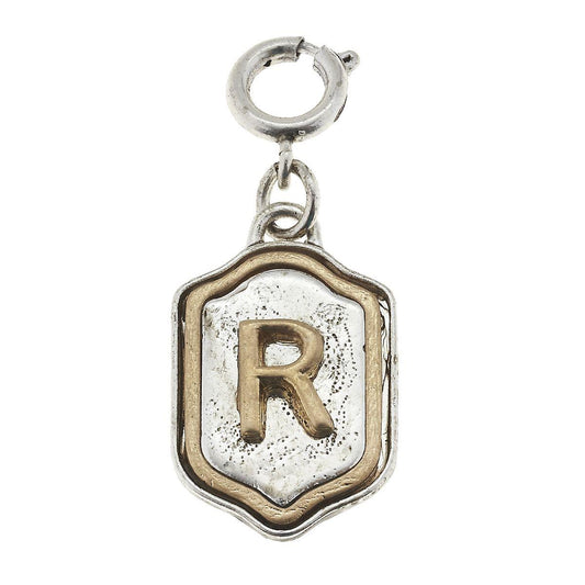 2-Tone Silver/Gold Monogram R Initial Charm