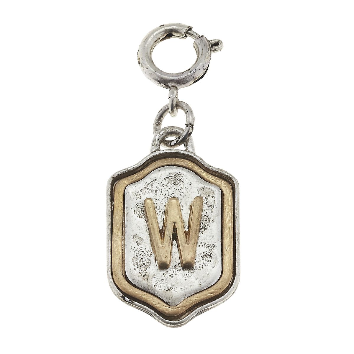 2-Tone Silver/Gold Monogram W Initial Charm