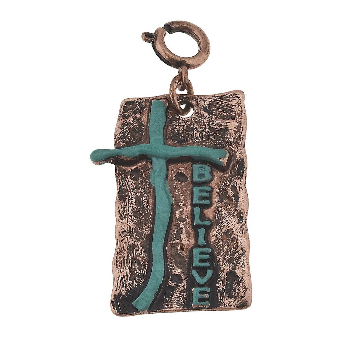 Copper Patina Plate with "Believe" Charm