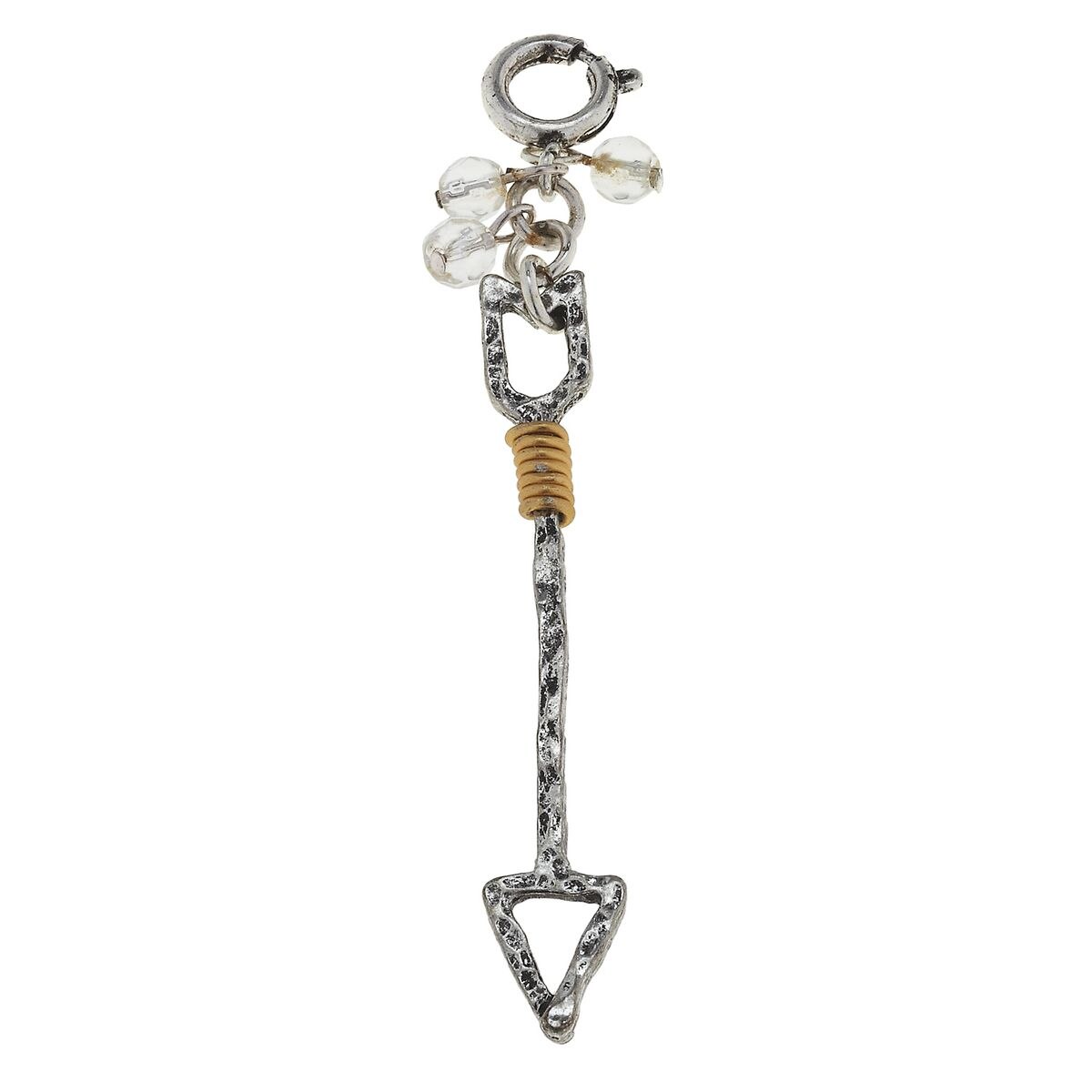 Wire Wrapped Arrow with Clear Glass Cluster Charm