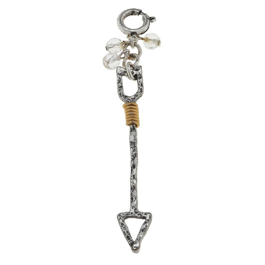 Wire Wrapped Arrow with Clear Glass Cluster Charm