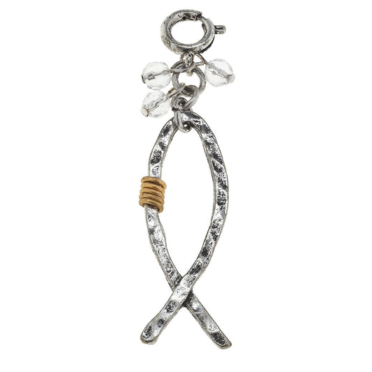Wire Wrapped Fish with Clear Glass Cluster Charm
