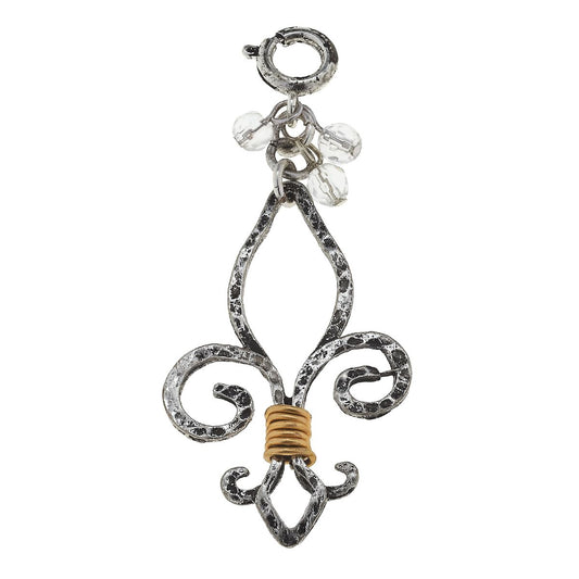 Wire Wrapped Fleur De Lis with Clear Glass Cluster Charm