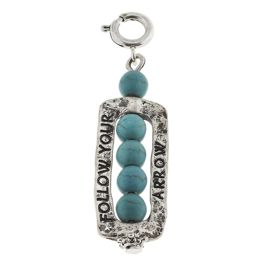 Antique Silver "Follow Your Arrow" Framed Turquoise Charm