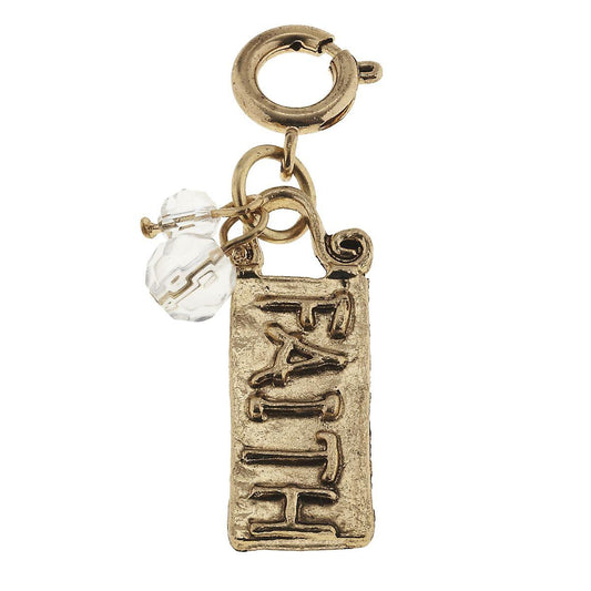 Antique Gold "Faith" Artisan Phrase Charm