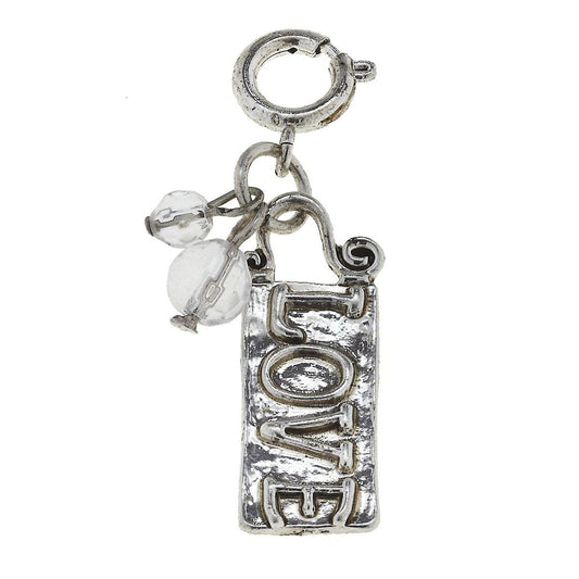 Antique Silver "Love" Artisan Phrase Charm