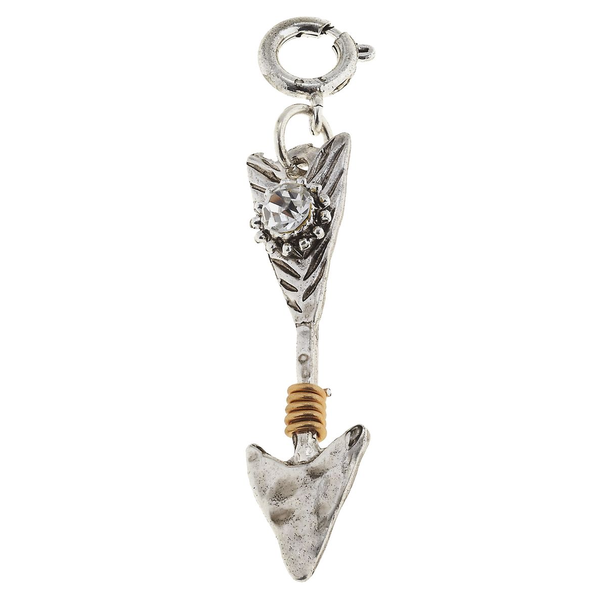 2-Tone Rhinestone Wire Wrapped Arrow Charm
