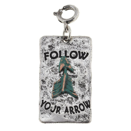 Antique Silver "Follow Your Arrow"ÃƒÆ’Ã¢â‚¬Å¡ÃƒÂ¯Ã‚Â¿Ã‚Â½ Phrase Plate with Patina Arrow Charm