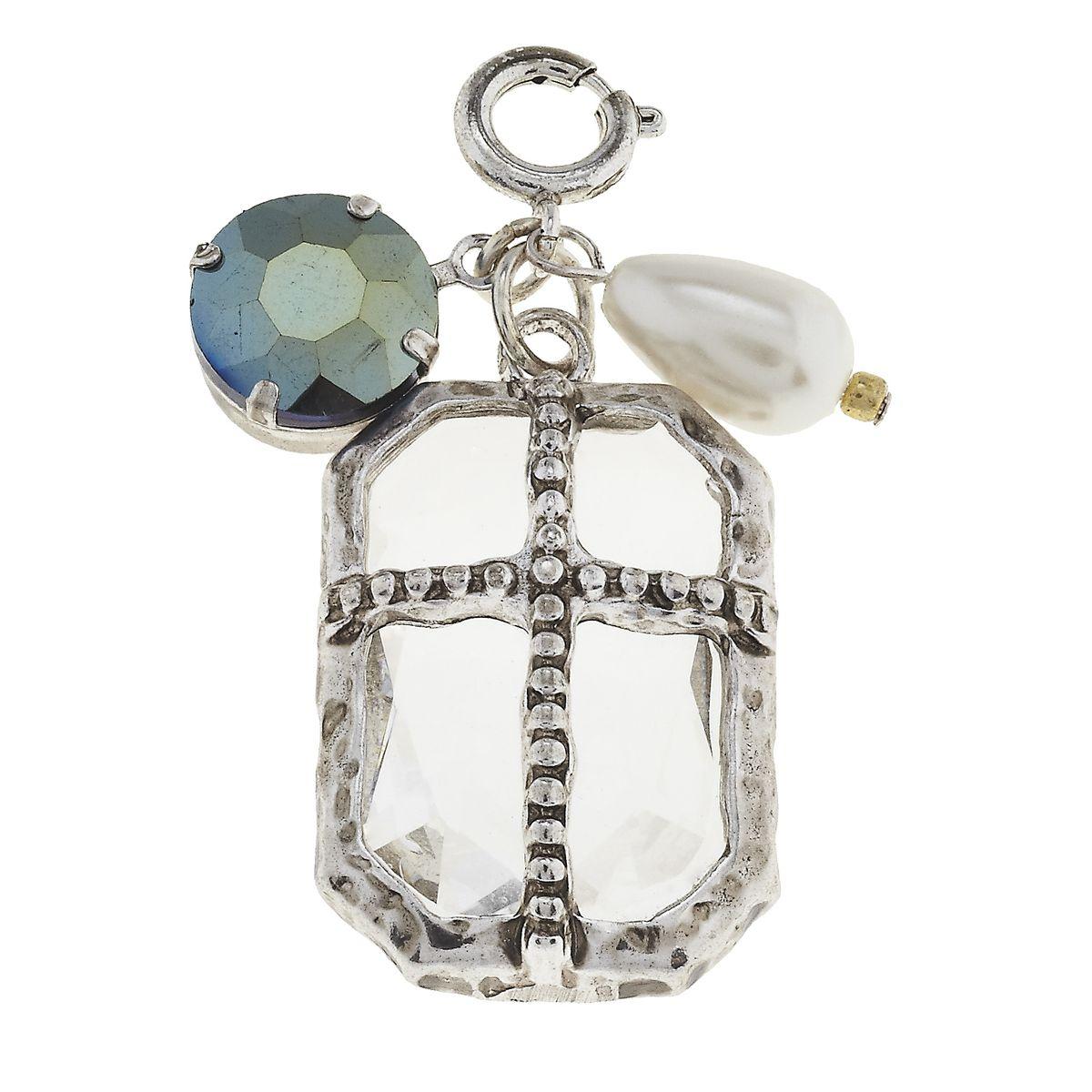 Antique Silver Chandelier and Lavender Chrystal Cluster Charm