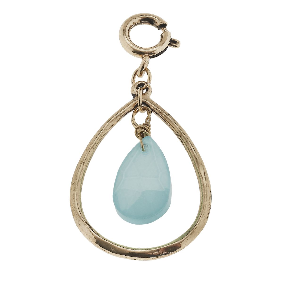 Antique Gold Teardrop with Aqua Teardrop Glass Charm