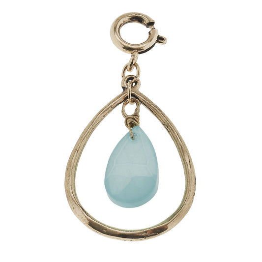 Antique Gold Teardrop with Aqua Teardrop Glass Charm