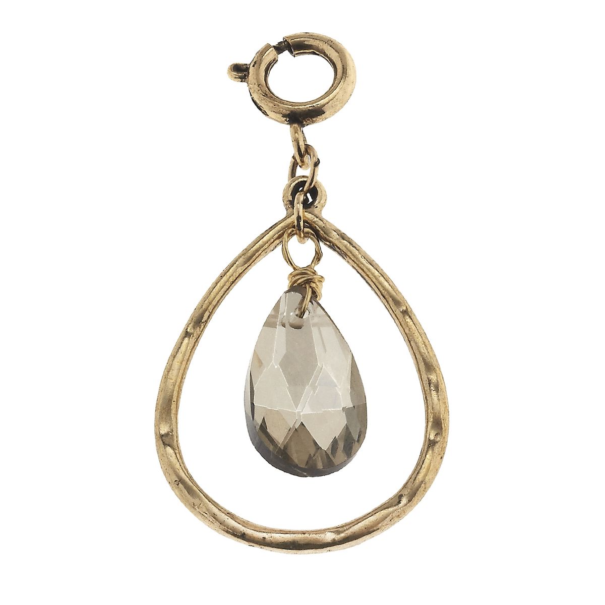 Antique Gold Teardrop with Black Diamond Teardrop Glass Charm