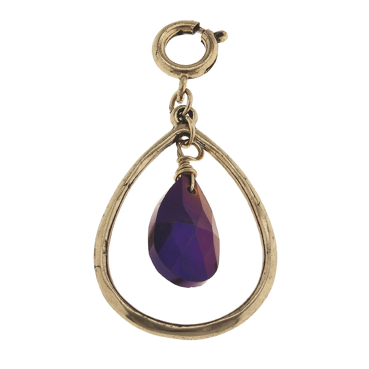 Antique Gold Teardrop with Lavender Teardrop Glass Charm