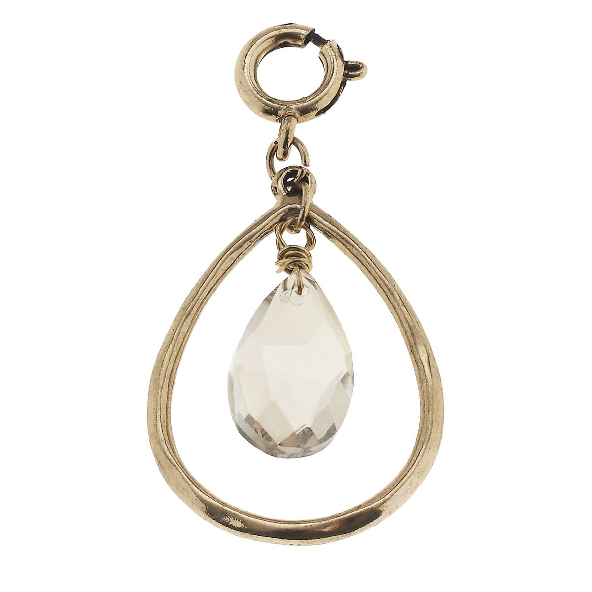 Antique Gold Teardrop with Platinum Teardrop Glass Charm